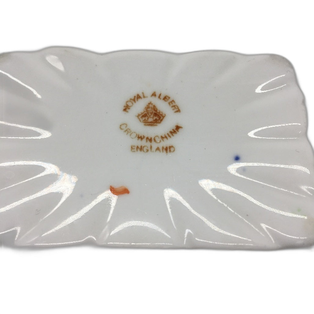 VINTAGE Royal Albert England Crown China Navy & Gold Decorative Plate 12cm