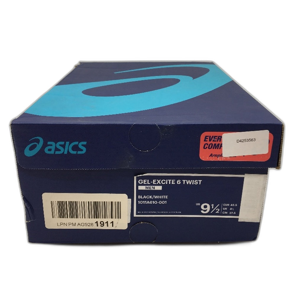 ASICS Gel Excite 6 Twist Black White Running Sneaker Shoes Mens Size US 9.5 NEW