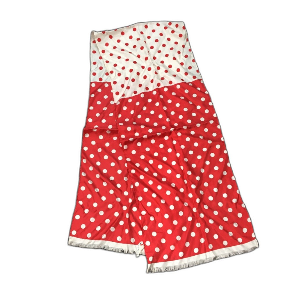 VINTAGE Marcel Guillemin Les Escharpes De French Made Silk Red Polka Dot Scarf
