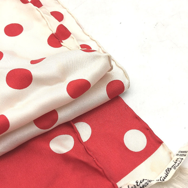VINTAGE Marcel Guillemin Les Escharpes De French Made Silk Red Polka Dot Scarf