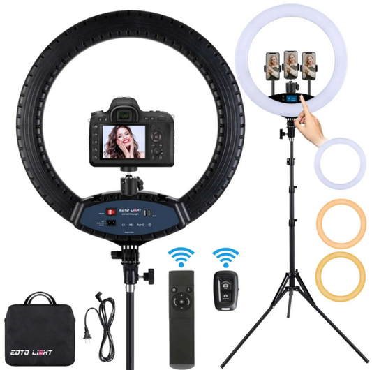 Eoto Light LED Dimmable Ring Light 19 Inch With Tripod Stand Remote Control