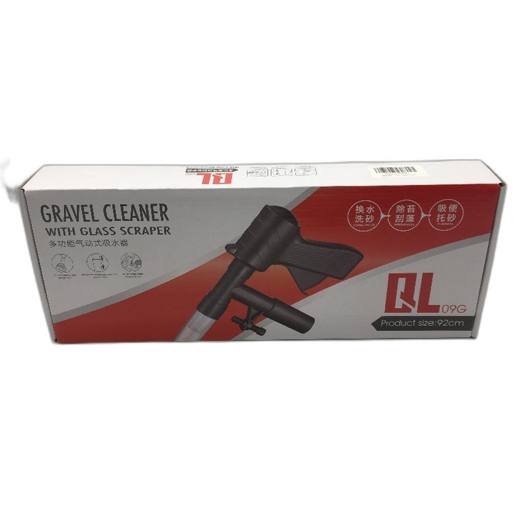 QL09G 92cm Manual Air Pump Fish Tank Gravel Cleaner with Class Scraper NEW