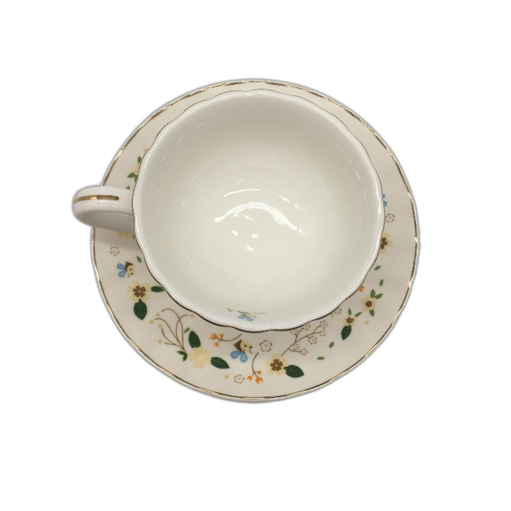 Bees and Flowers Vintage Turkish Style Ceramic Coffee Cup with Saucer NEW