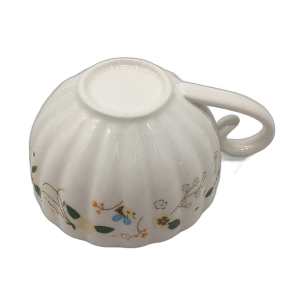 Bees and Flowers Vintage Turkish Style Ceramic Coffee Cup with Saucer NEW