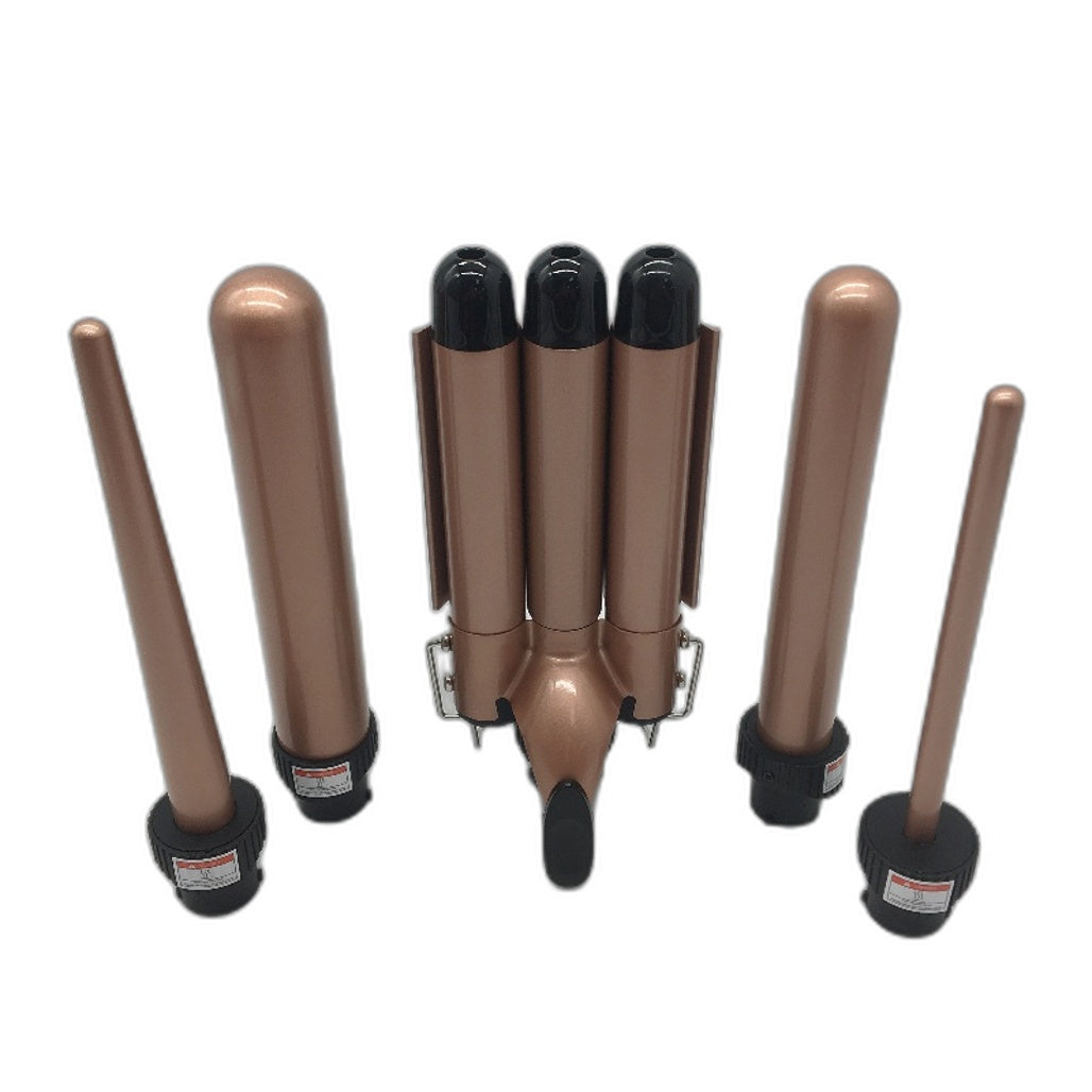 Bestope 5 in 1 3 Barrel Professional Hair Curling Crimper Wand in Rose Gold DEMO
