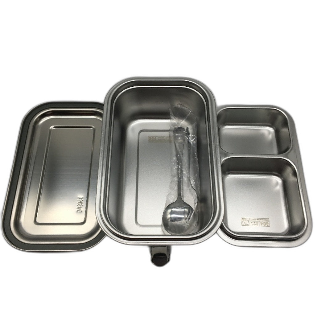 Lunbengo 8.7x5.5 Inch 500mL Metal Lunch Container and Dual Compartment NEW