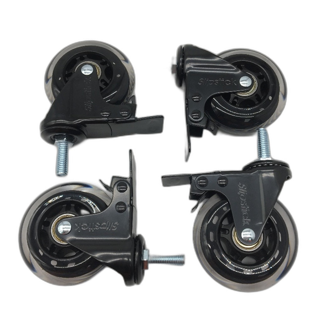 Slipstick 4 Rollerblade Wheels with 3/8 Inch Thread Break and Swivel Lock NEW