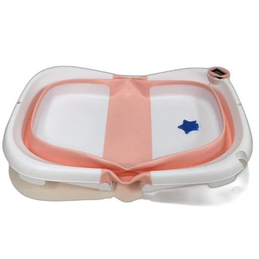 Silicone Baby Foldable Bath Tub with Soft White Starry Cushion in Pink NEW