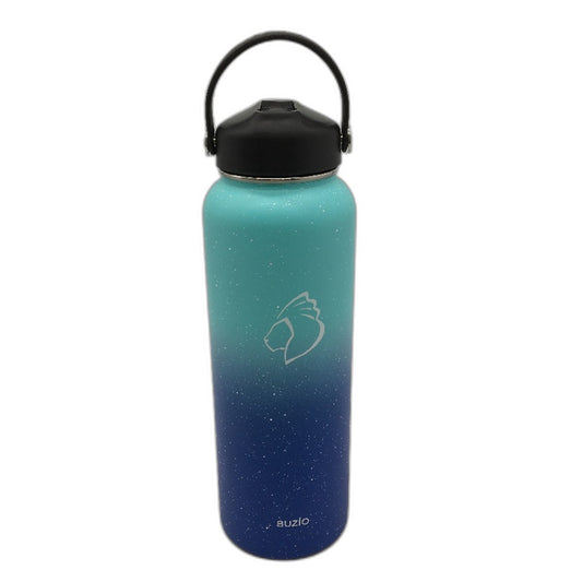 BUZIO 40oz Lead Free Stainless Steel Water Bottle in Speckled Light Blue NEW