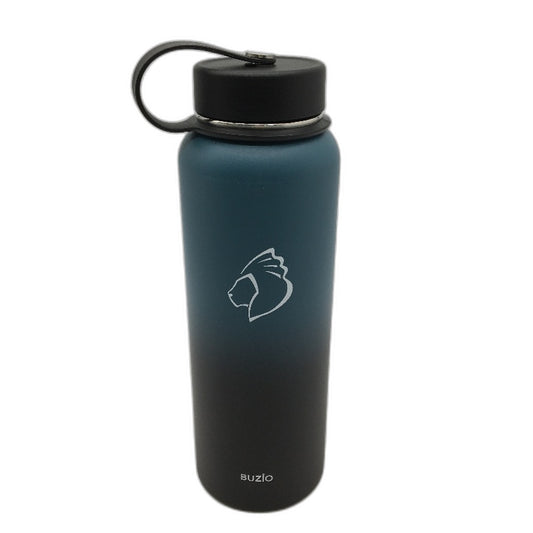 BUZIO 40oz Lead Free Stainless Steel Water Bottle in Blue Black Ombre NEW