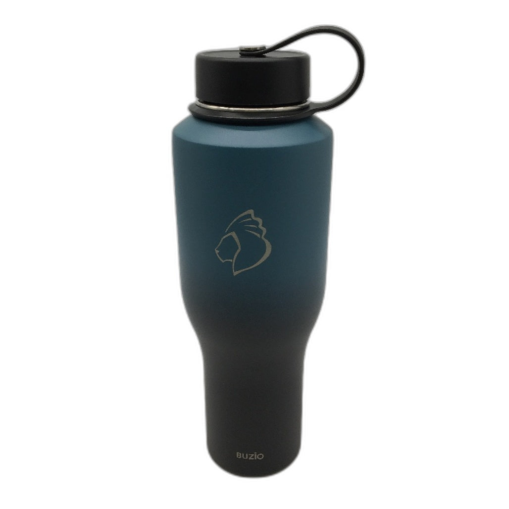 BUZIO 40oz Trophy Series Stainless Steel Water Bottle in Blue Black Ombre NEW