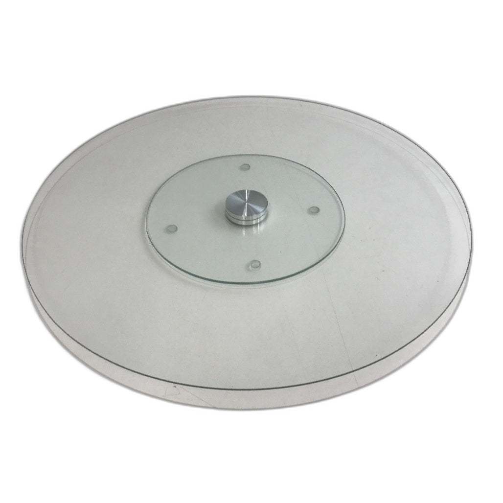Clevinger 50cm Clear Tempered Glass with Aluminum Base 360 Lazy Susan NEW