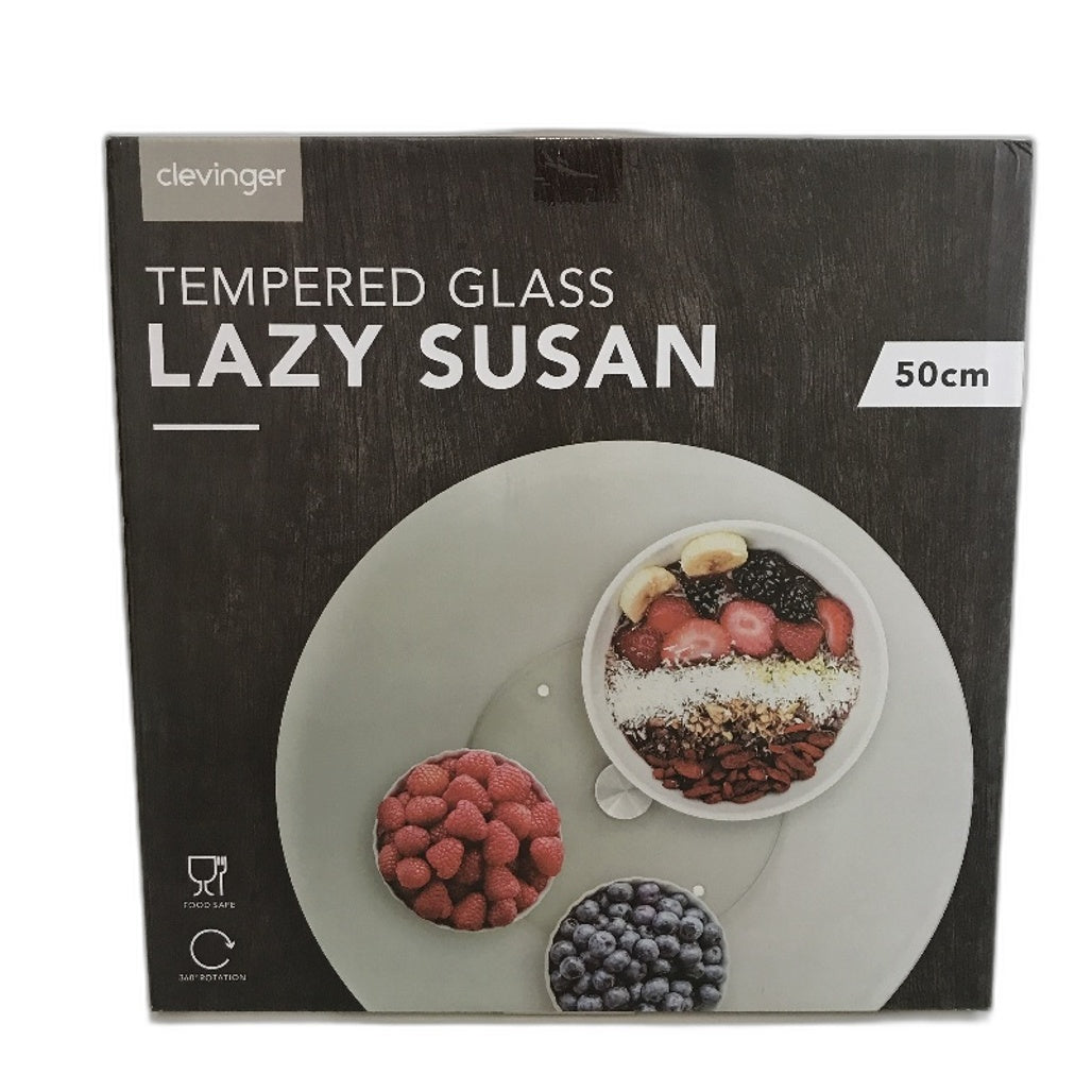 Clevinger 50cm Clear Tempered Glass with Aluminum Base 360 Lazy Susan NEW