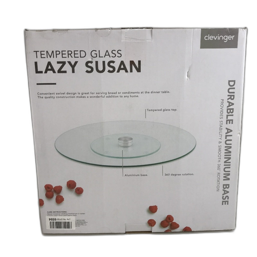 Clevinger 50cm Clear Tempered Glass with Aluminum Base 360 Lazy Susan NEW