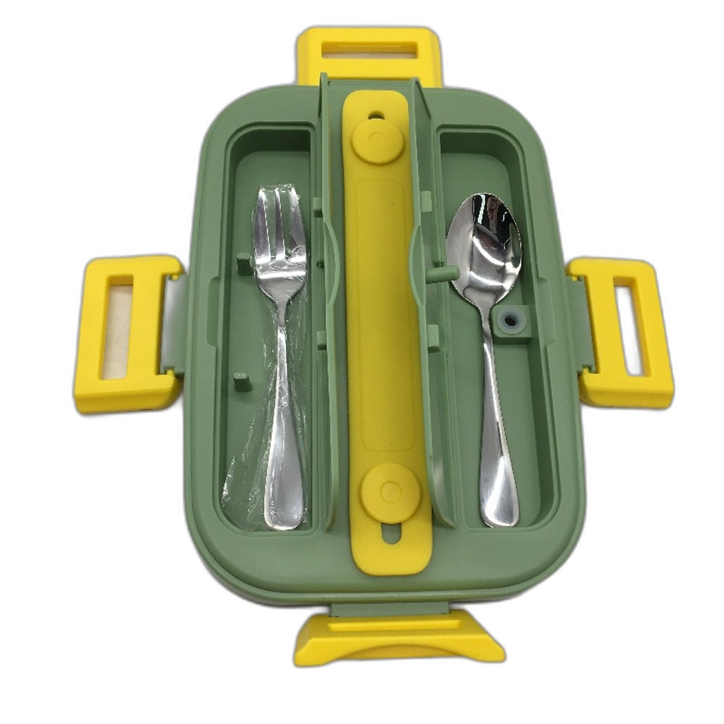 1.8L Electric 3 in 1 Food Warming Bentou Box with Lunch Bag in Green Yellow NEW