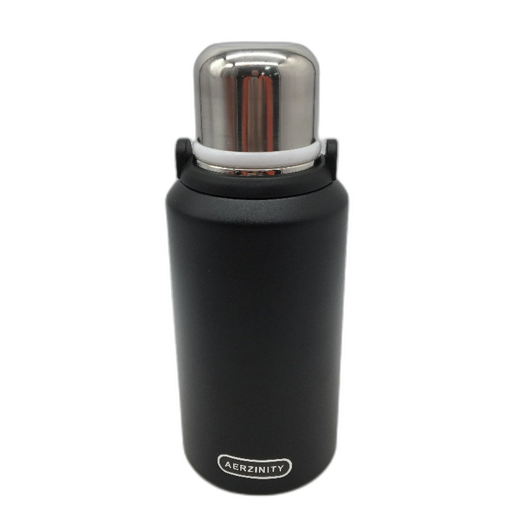 1.2L Stainless Steel Leakproof Vacuum Seal Water Bottle with Handle in Black NEW