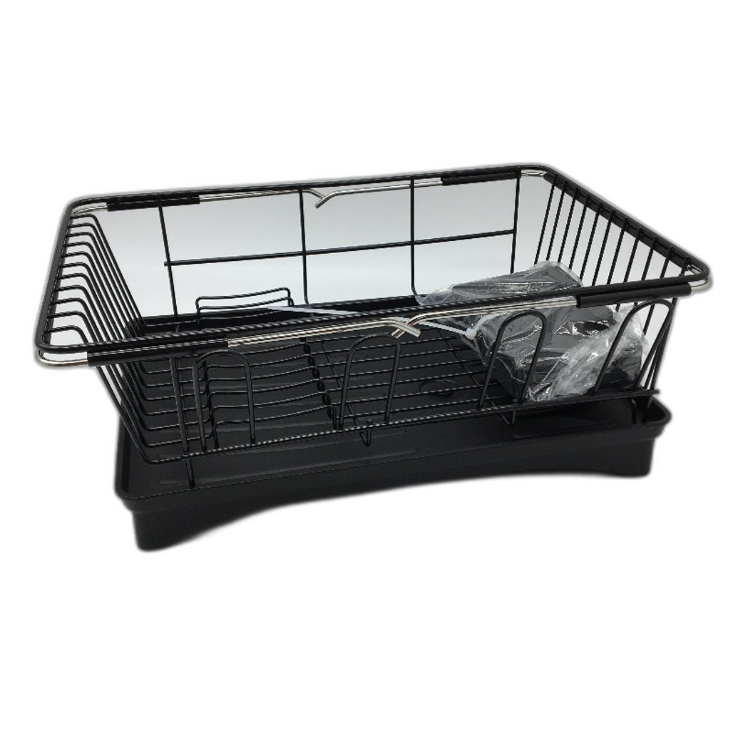 In Sink Stainless Steel Dish Drying Rack in Black with Support Bars NEW