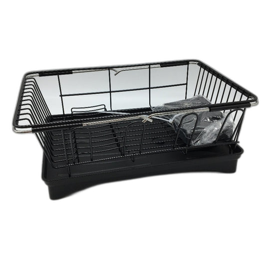 In Sink Stainless Steel Dish Drying Rack in Black with Support Bars NEW