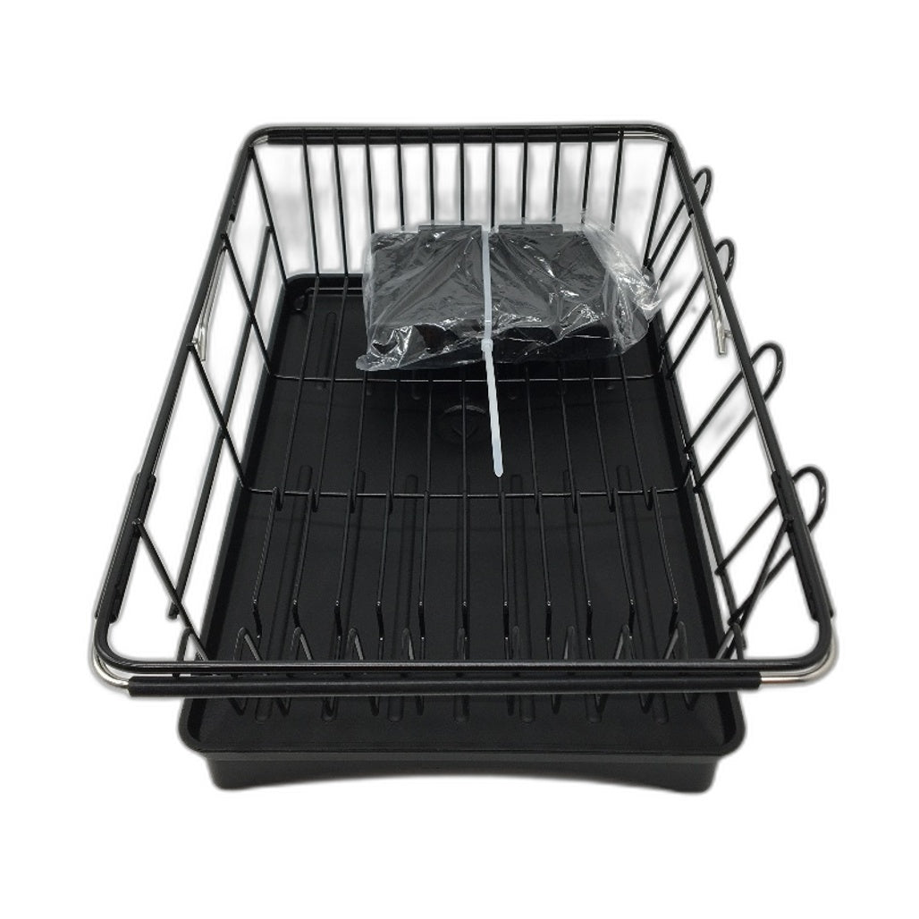In Sink Stainless Steel Dish Drying Rack in Black with Support Bars NEW