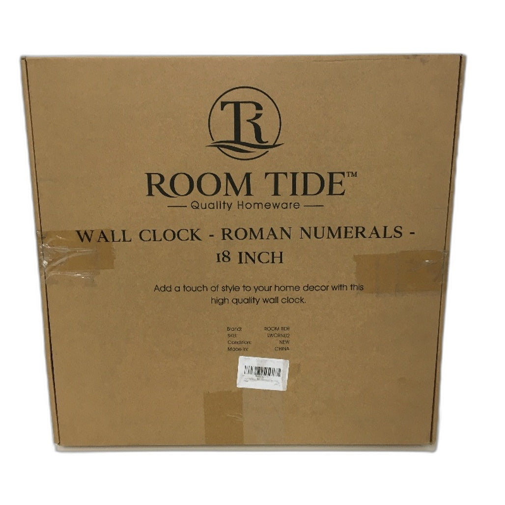 Room Tide 18 Inch Large Modern Roman Numeral Analogue Wall Clock in Black NEW