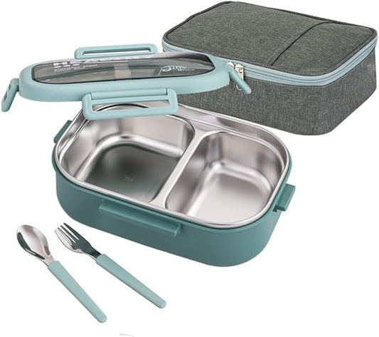 Lille Home 850mL BPA Free Stainless Steel Lunch Box with Bag in Green NEW