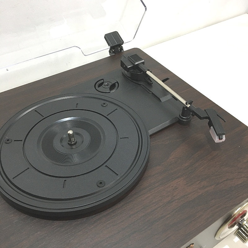 Looptone DS-215RBB Bluetooth In and Out Turntable with FM Radio in Brown DEMO