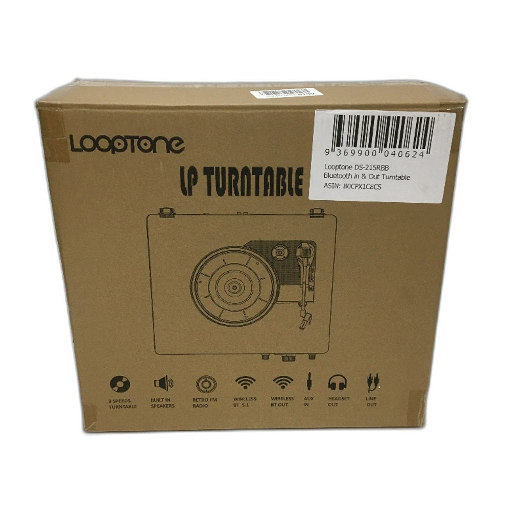 Looptone DS-215RBB Bluetooth In and Out Turntable with FM Radio in Brown DEMO