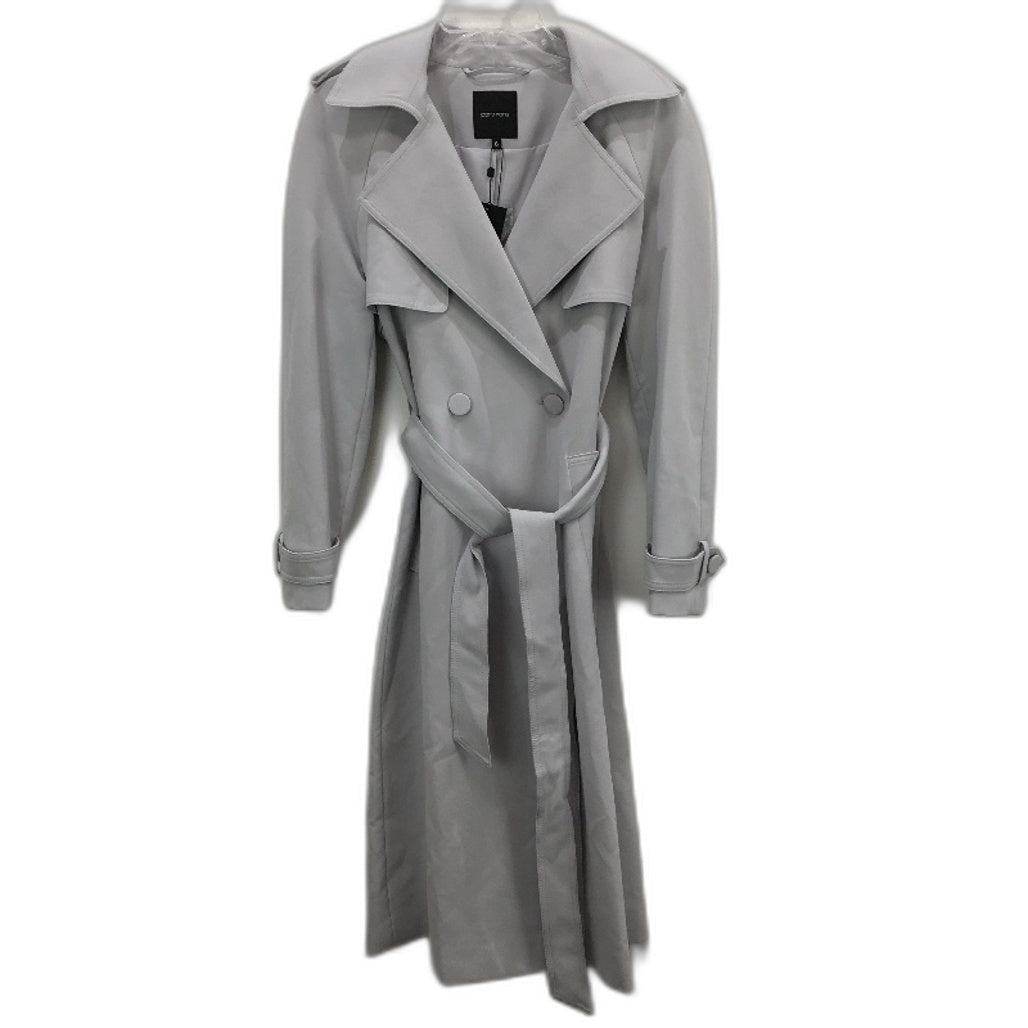 Portmans Dove Grey Longline Double Breasted Belted Trench Coat Ladies Size AU 6