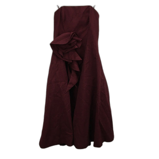 Portmans Hope Strapless Burgundy Rose Detail Formal Midi Dress Ladies Size AU 16