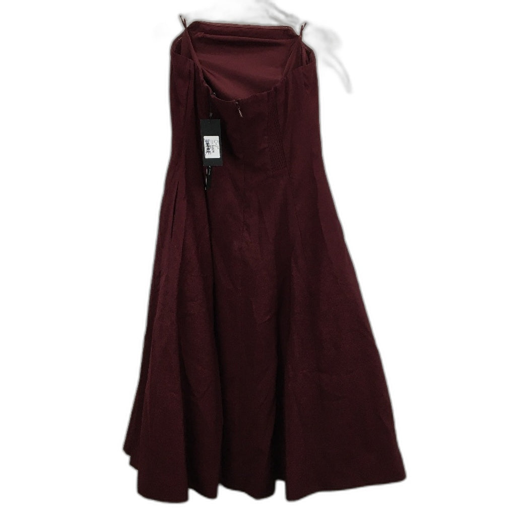 Portmans Hope Strapless Burgundy Rose Detail Formal Midi Dress Ladies Size AU 16
