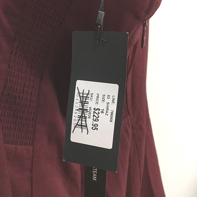 Portmans Hope Strapless Burgundy Rose Detail Formal Midi Dress Ladies Size AU 16