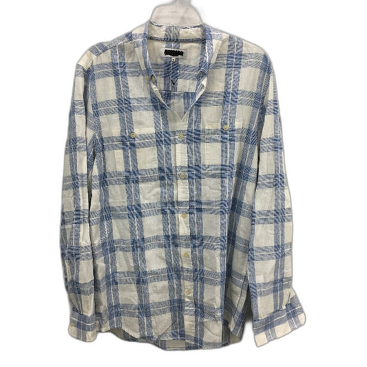 Jeanswest Plaid Blue & White Patterned Long Sleeve Shirt Mens Size Medium