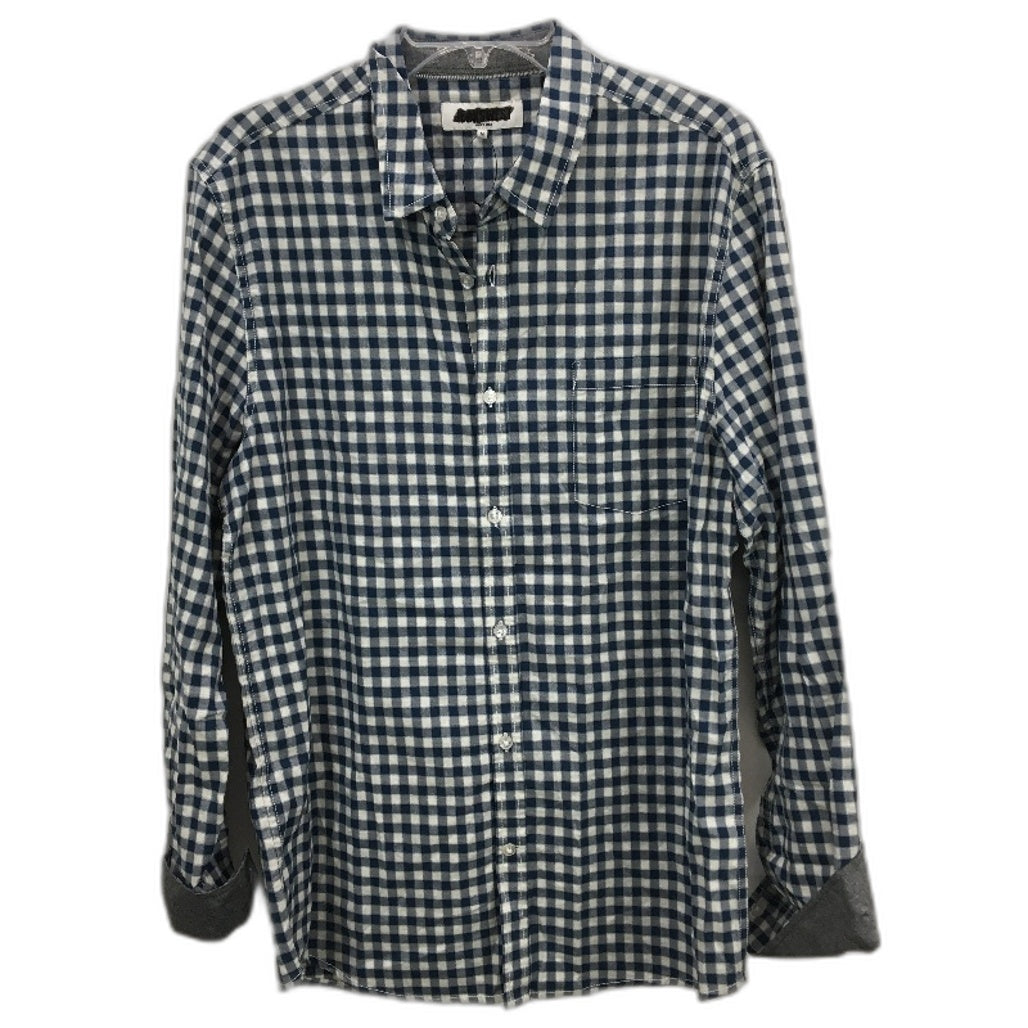 Jeanswest Robinson Check Navy & White Long Sleeve Shirt Mens Size Medium