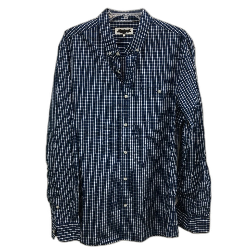Jeanswest Jeremy Check Navy & White Long Sleeve Shirt Mens Size Large