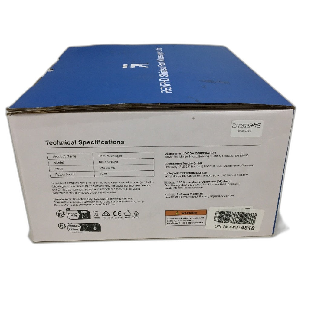 RENPHO Shiatsu Foot Massanger Lite Remote Control Heat Therapy Relax RP-FM057R