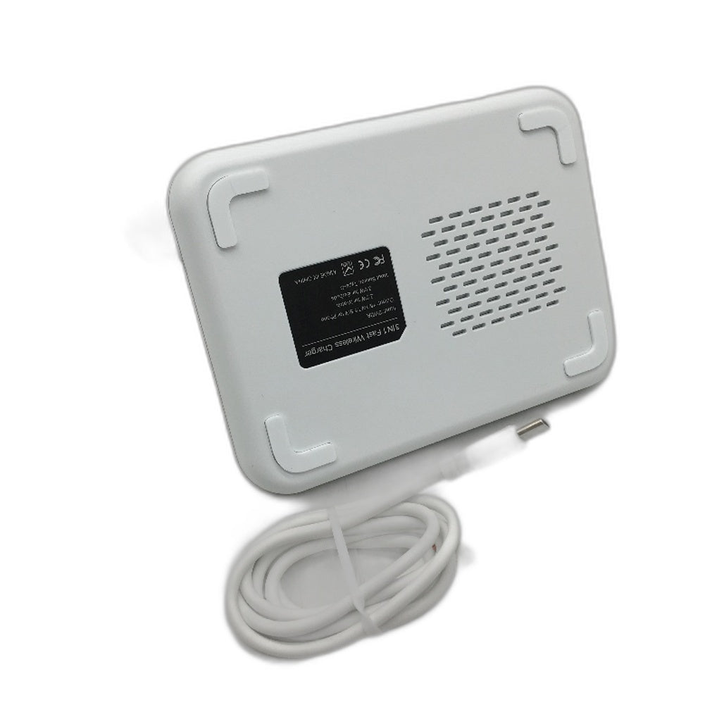 Wireless 3In1 Fast Charger 15W Wht Charging Station iPhone Apple Watch Airpods