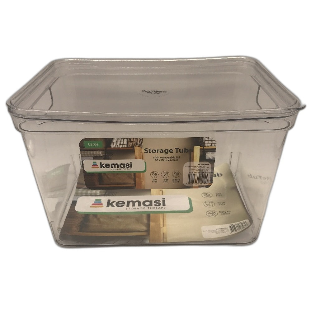 Kemasi 12 Pack Large Clear BPA Free Storage Tub Organizer With Removable Lid NEW