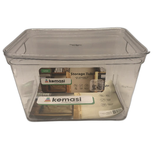 Kemasi 12 Pack Large Clear BPA Free Storage Tub Organizer With Removable Lid NEW