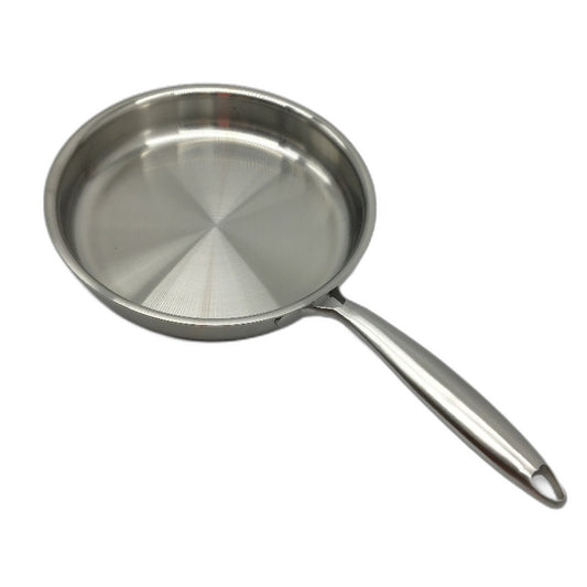 26cm Simple Stainless Steel Silver Frying Pan with Handle NEW