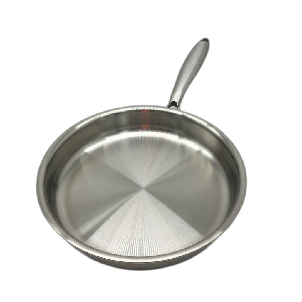 26cm Simple Stainless Steel Silver Frying Pan with Handle NEW