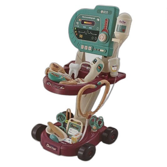 24 Piece Little Doctor Medical Equipment Cart Pretend Play Set for Ages 3+ DEMO