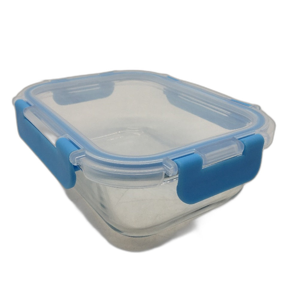 12 Piece 650mL and 180mL Glass Food Storage Container with Blue Lids NEW