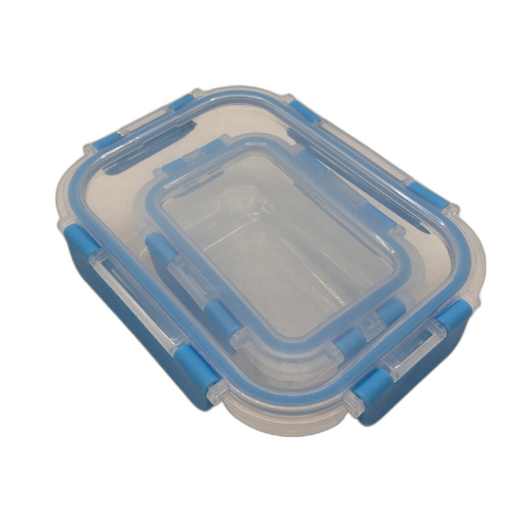 12 Piece 650mL and 180mL Glass Food Storage Container with Blue Lids NEW