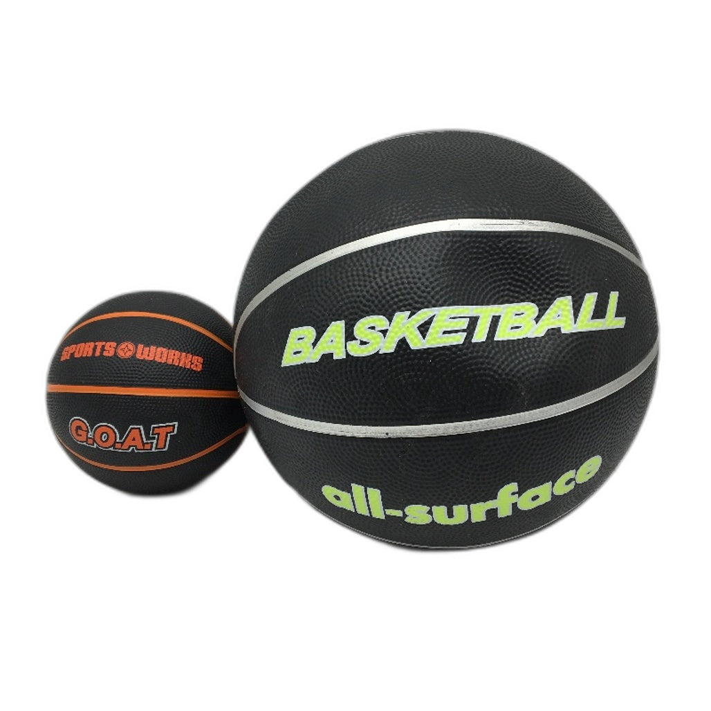 2 Pack All Surface Size 7 and Mini Basketball Balls in Black DEMO