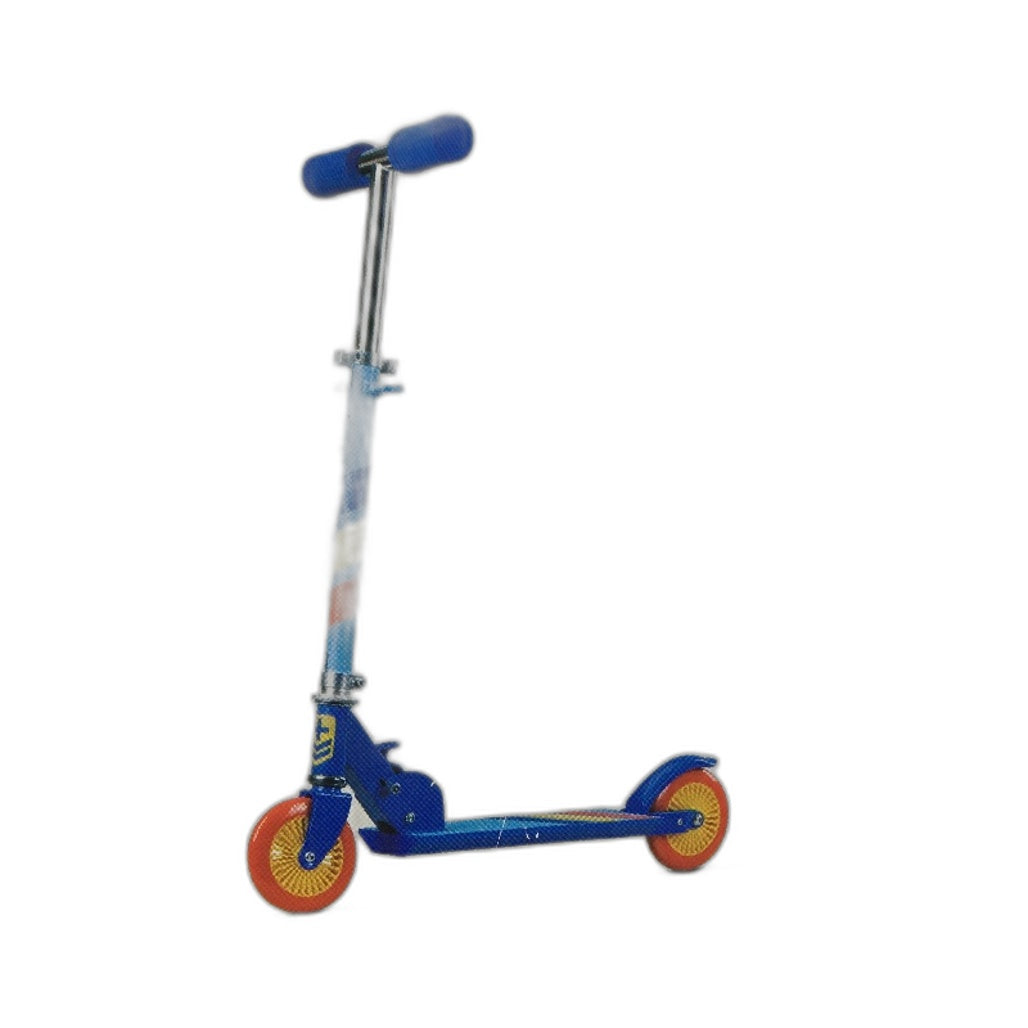 120mm Adjustable Foldable Inline Scooter for Ages 3 and Up in Blue Orange DEMO