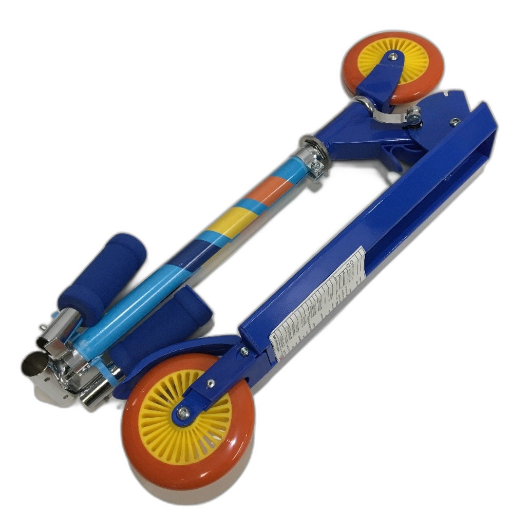 120mm Adjustable Foldable Inline Scooter for Ages 3 and Up in Blue Orange DEMO