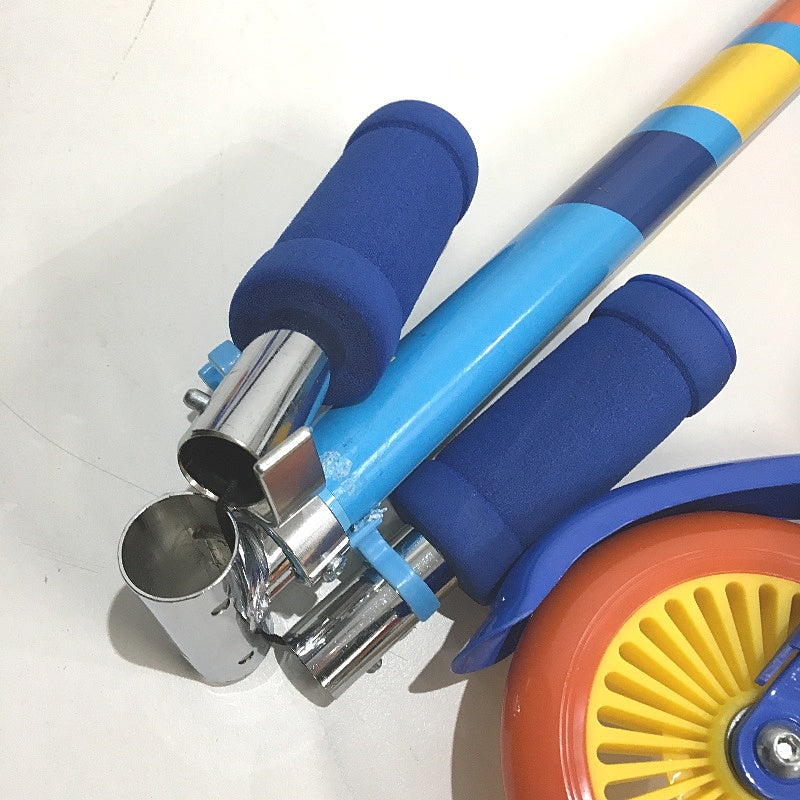 120mm Adjustable Foldable Inline Scooter for Ages 3 and Up in Blue Orange DEMO