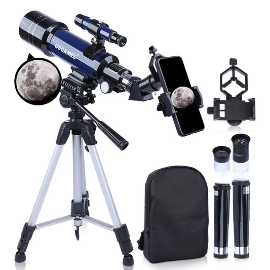 USCAMEL Refractor Telescope 70/400 AX Optical Glass and Metal Tube in Navy NEW