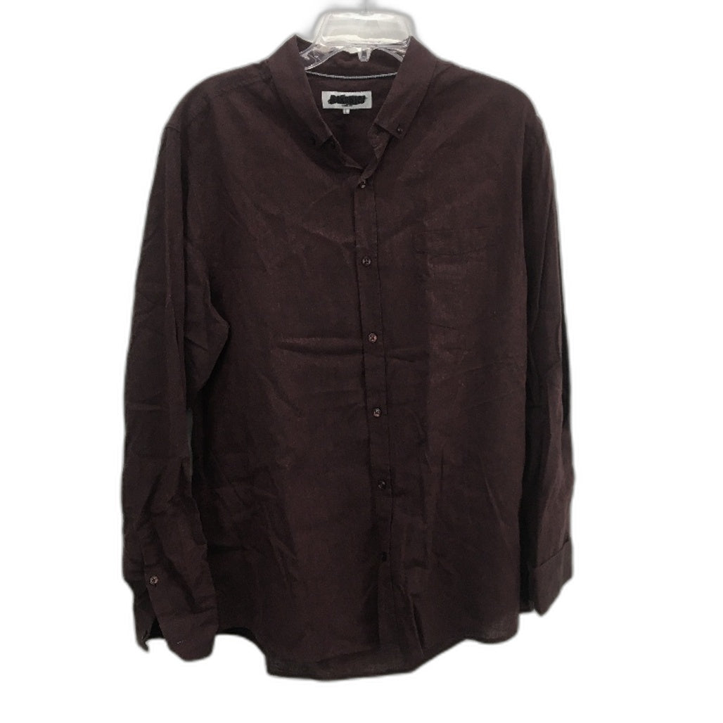 Jeanswest Brando Textured Burgundy Long Sleeve Button Up Shirt Mens Size Large