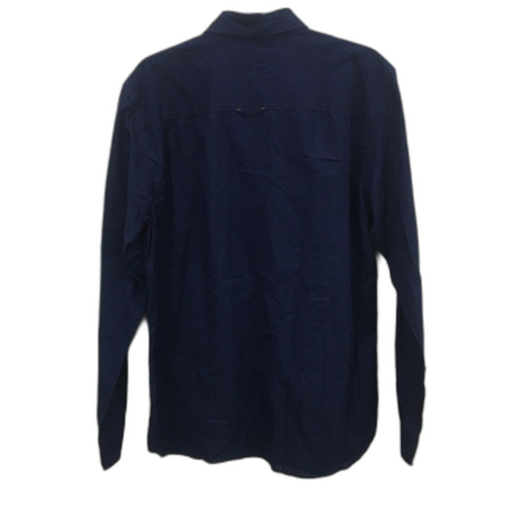 Jeanswest Cooper Navy Plain Long Sleeve Button Up Shirt Mens Size Large